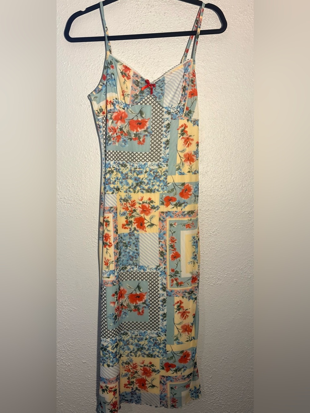 THIRTY THIRTY Patchwork Floral Bohemian Midi Slip Dress Size Large